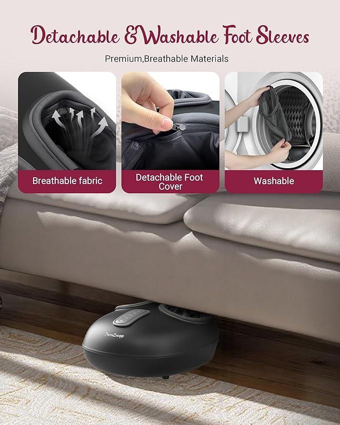 Foot Massager with Heat, Compression, Shiatsu Foot Massager Machine with Remote, Auto-Off Timers, Foot Warmer for Home Office, Up to Size 14,Black
