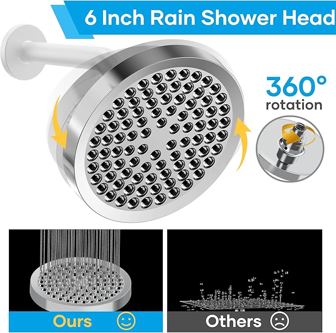 Shower Head with Handheld Spray Combo,High Pressure Dual Double Rain Shower Head with Handheld 10-Mode 78" Hose Chrome