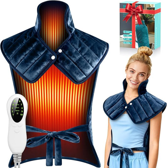 Heating Pad for Back Neck & Shoulders, 2.7lb Weighted Electric Graphene-Infused Heat Pad for Pain Relief, Wearable Full Body Large 24"x35" Fast Heating, ETL Certified, Gifts for Women, Men, Mom, Dad