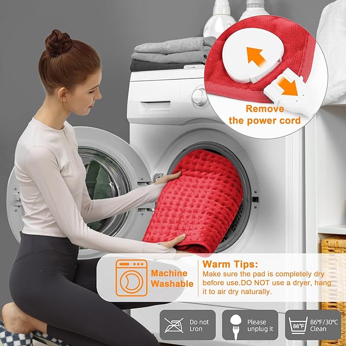 Deepsoon Heating Pad,Electric Heating Pads for Back,Neck,Moist Heating Pad for Abdomen Shoulder Knee Legs,Dry/Moist Heat&Auto Shut Off,Mother's Day Birthday for Men and Women,Red,24x12 Inch