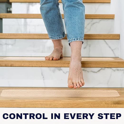 Clear Non Slip Stair Treads for Wooden Steps Indoor 24"x4" – 18-Pack Peel Stick Stair Treads – Self Adhesive Transparent Step Covers – Stair Grip Tape for Dogs, Kids – by STEPCORE