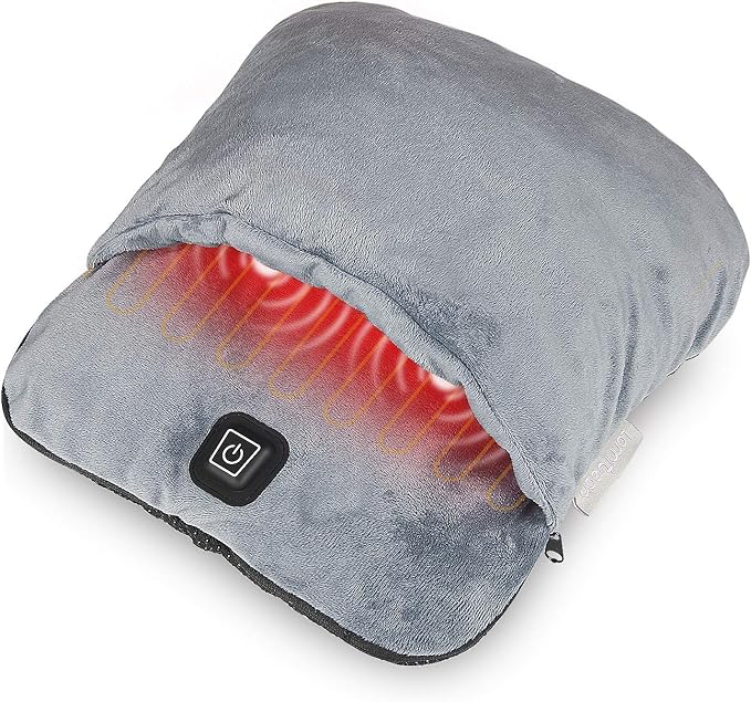 Electric Foot Warmer with Heat & Vibration Massage Function, Feet Warmer for Cold Feet Fast Heating Pad Ultra Soft Flannel Fleece with 3 Settings Overheat Protection for Men and Women