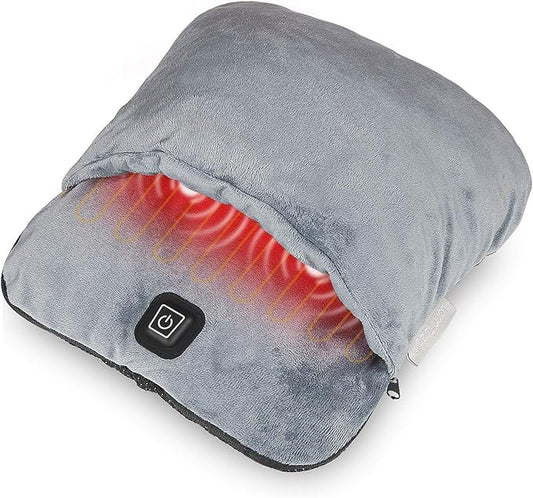Electric Foot Warmer with Heat & Vibration Massage Function, Feet Warmer for Cold Feet Fast Heating Pad Ultra Soft Flannel Fleece with 3 Settings Overheat Protection for Men and Women