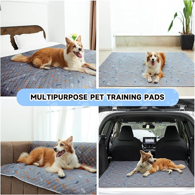 Sunheir Washable Pee Pads for Dogs 2-Pack Reusable Puppy Pads Pet Training Pads, Waterproof Dog Pee Pads for Crate, Whelping Pad, Non-Slip Protects Against Urine Leakage (Leaves - Light Grey, 31x36)