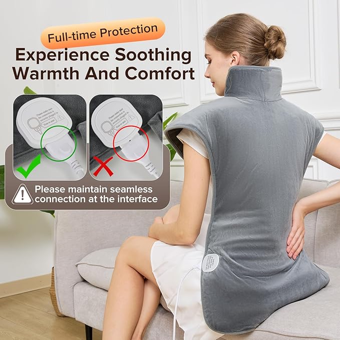 Mothers Day Gifts & Birthday Gifts for Wife Women Men Mom, Electric Weighted Pad for Neck Back Shoulder Pain Relief, 25"x37" Large Full Body Heating Pad for Menstrual Cramps - 5 Heat Levels/Snug Fit