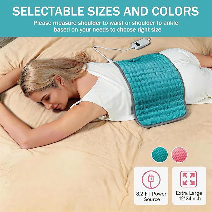 Cyan Heating Pad for Gifts Soothing Heat Therapy for Women & Men, Perfect Christmas, Mothers Day, Birthday Gifts fo r Her, Dad Gifts & White Elephant Gift, Cozy Stocking Stuffer for Men