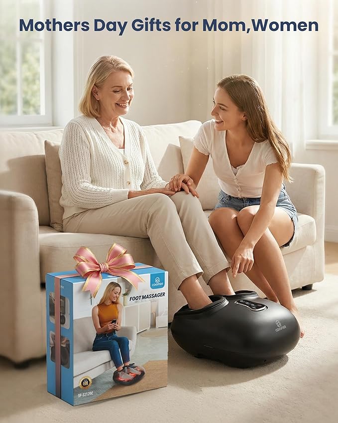 COMFIER Shiatsu Foot Massager with Fast Heat,Kneading Rolling Compression,Extra Vibration, FSA Eligible HSA Store, Plantar Fasciitis,Neuropathy Pain,Mothers Day Gifts for Women,Bigger Size to 13“