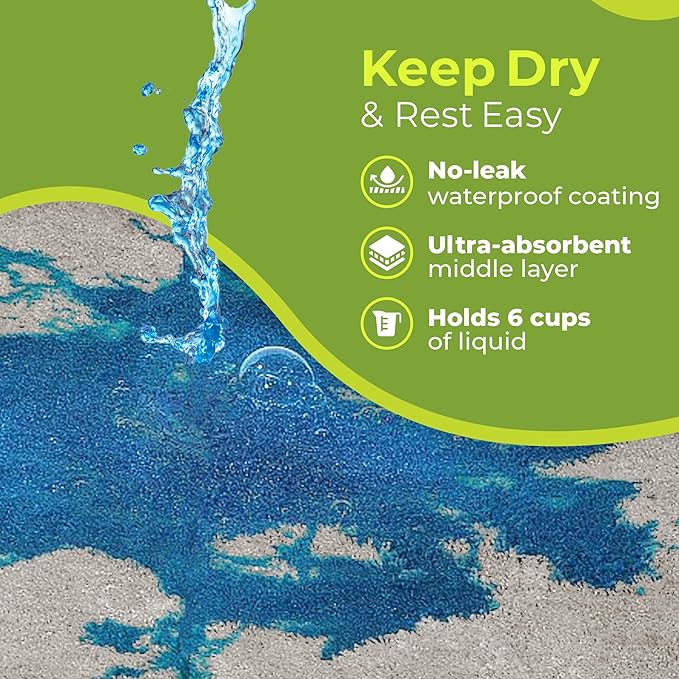PeapodMats Bedwetting & Incontinence Waterproof Bed Mat - Reusable Underpad. Secure Placement & Breathable. Washable. Enviro Friendly 3x3 (Sand) Mattress Protector & Pee Pad for Kids & Adults