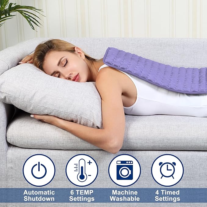 40"X20" Electric Heating pad with 6 Heat Settings, Auto Shut Off, Dry Electric Heating for Back Neck Knee Arms Legs Shoulder Heat Pads for Christmas Birthday Father's Day Mother's Day (Light Purple)