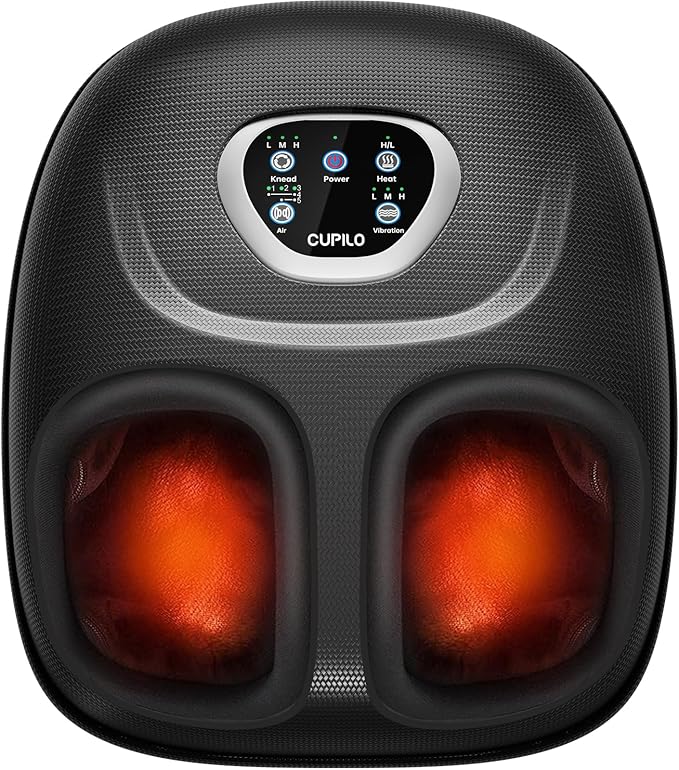 CuPiLo Foot Massager FSA Eligible HSA, 2026 Upgraded Mothers Day Gifts for Mom, Feet Massager with Heat for Plantar Fasciitis Relief, 5 Levels Compression & Vibration Massage for Neuropathy