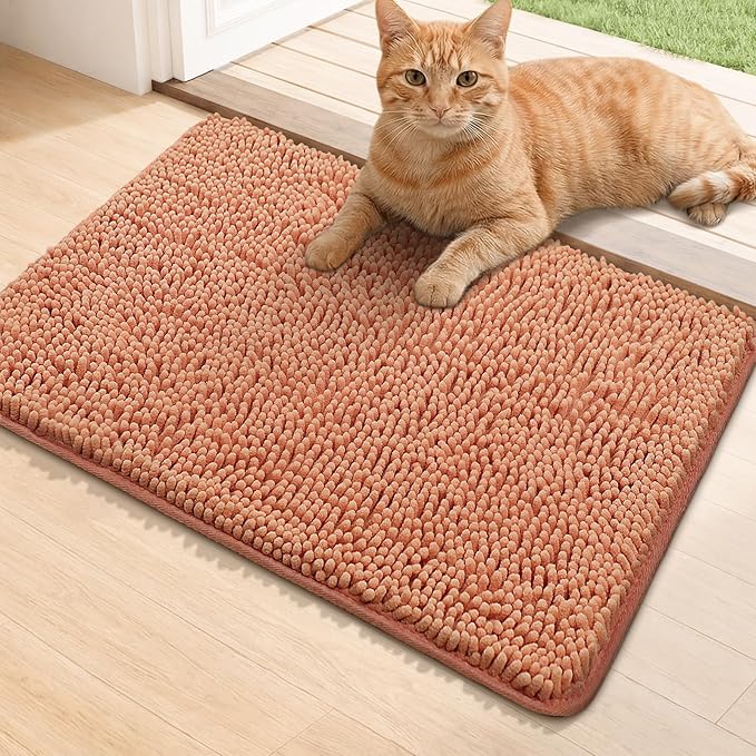 Bcoimo Super Absorbent Cat Door Mat, 24"*17" Anti Slip Mat for Muddy Paws, Pet Rugs for Dirty Paws Washable that Absorbs Moisture and Dirt, for Cat Cage and Pet Resting Carpet