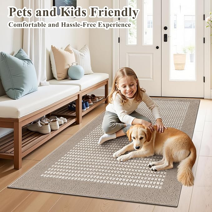 Ileading Indoor Door Mat 3x5ft Absorbent Dog Mats for Muddy Paws,Machine Washable Small Living Room Area Rug with Non-Slip Rubber Backing Low-Profile Inside Carpet for Hallway,Kitchen