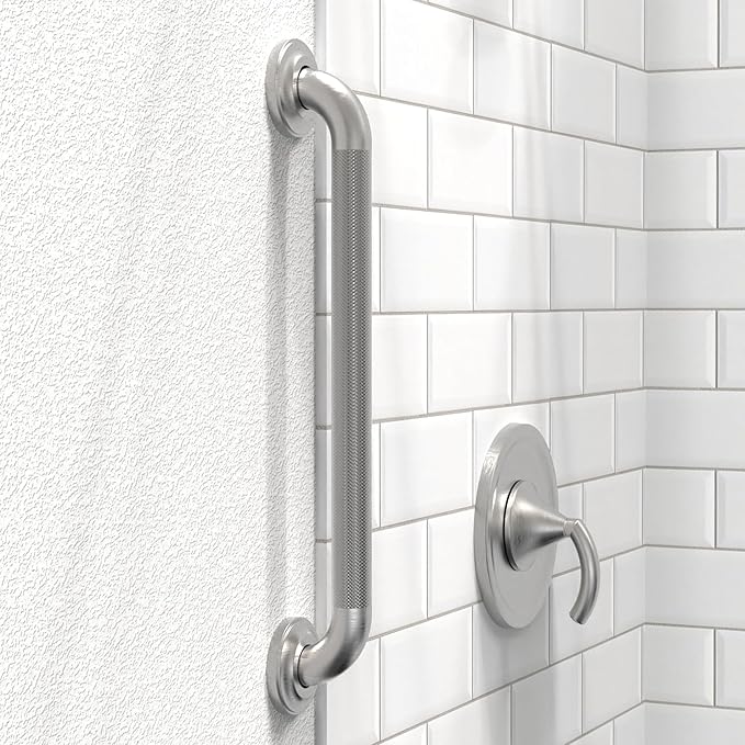 1-1/4" Knurled Grab Bar, ADA Compliant Bath Safety Shower Handrail, Bathroom Mobility Aid Handle for Seniors and Disabled, Heavy Duty 500lbs Support