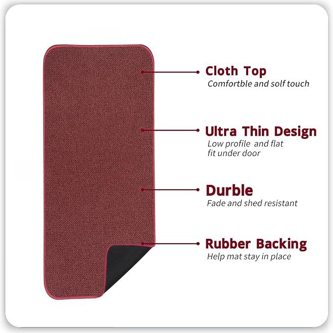 Bosap Bath Mat,Ultra Thin Bathroom Runner Rugs,Large Bath Mats for Bathroom,Quick Dry,Non-Slip,Machine Washable,Low Pile,Bath Rug,Shower Outside,Sink,Home Decor Accessories.Red,3'x6'(36x72inch)
