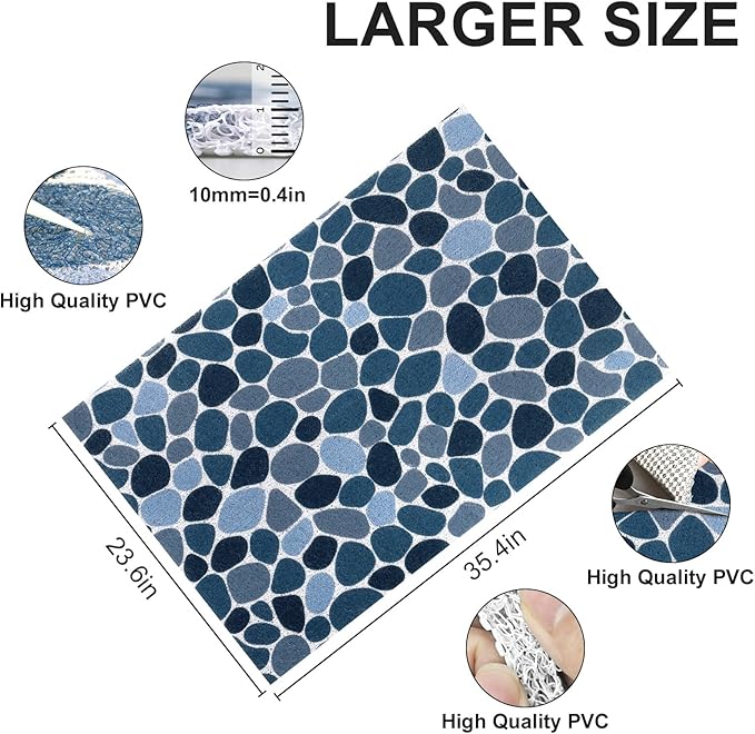 Extra Large Shower Mat: 24 X 36 Inch Stylish Shower Mats for Inside Shower - Soft PVC Loofah Trimmable Non Slip Shower Mat for Elderly, Quick Drying