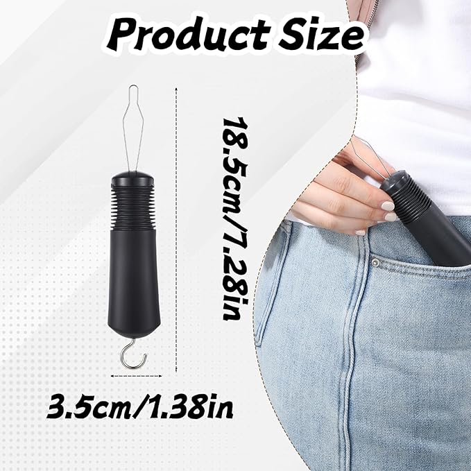 2-in-1 Button Hook with Zipper Pull, Non-Slip Button Assist Tool, One-Handed Dressing Aids Helper for Seniors, Arthritis Sufferers, Disabled & Limited Hand Mobility, Independent Living Aid (Black)