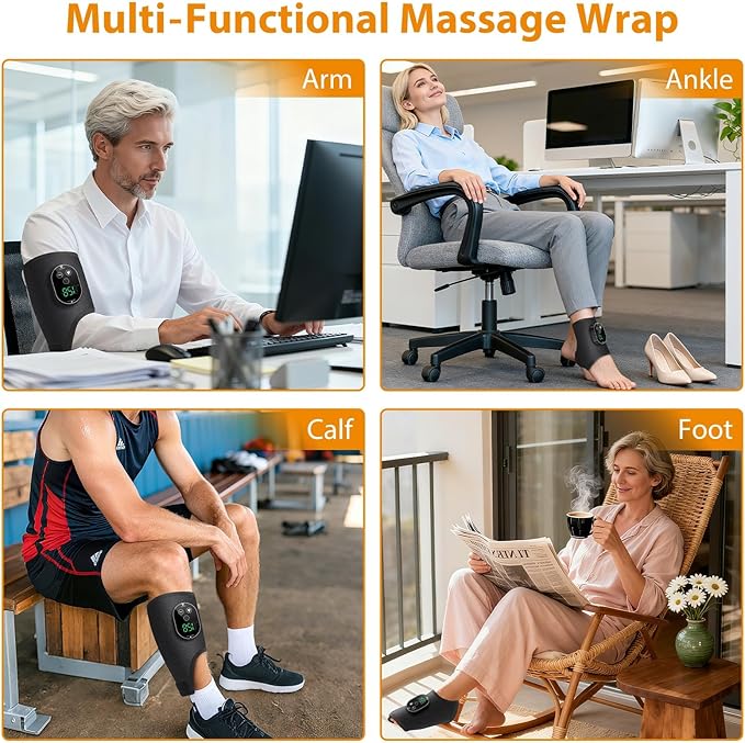 Cordless Ankle Massager with Heat, Neuropathy Foot Massager Ankle Heating Pad Wrap for Pain Relief 6 Heats 3 Vibrations, Timer & Auto Shut Off
