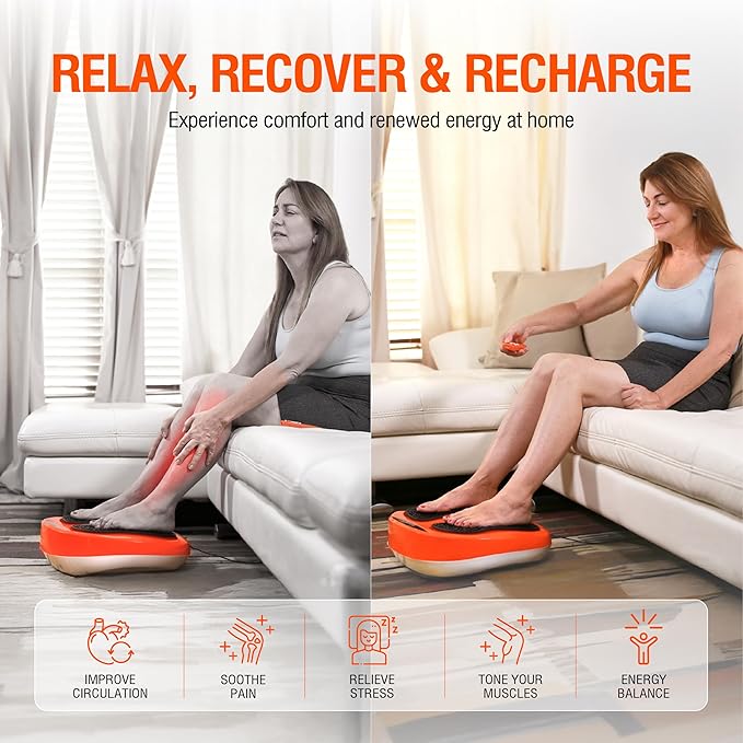 Power Legs Electric Foot Massager Machine with Remote Control, Adjustable Speed, Vibration - Calf Massager - Feet Massager for Neuropathy Pain Relief, Plantar Fasciitis, Leg Blood Circulation (Orange)