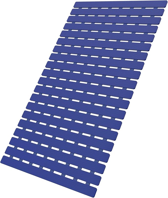 MBOSS Bath Tub Shower Mat Non Slip Bathtub Mats for Bathroom Shower Floor Mat Bath Mats for Shower Tub Anti Slip Shower Mat with Drain Hole and Large Suction Cups(Deep Blue, 27.5 X 15.7 Inch)