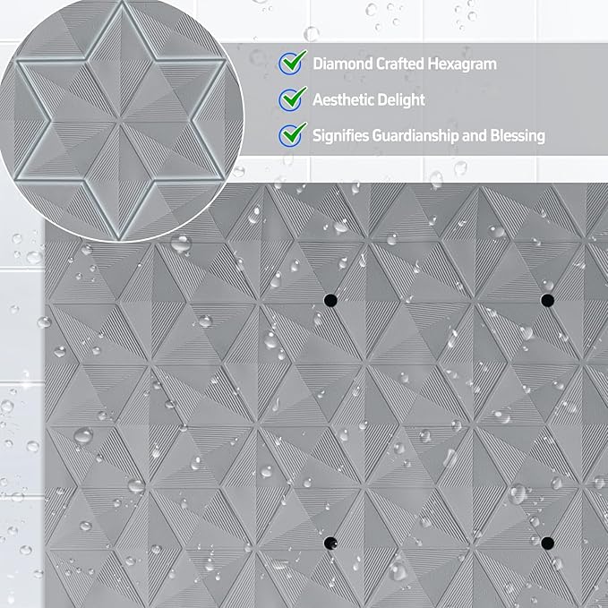 WRISIN Non Slip Bathtub Mat for Bath Tub Shower - Natural Rubber Mat with 241 Suction Cups - Soft Bathroom Safety Mat - Unique Diamond Pattern - Fatigue Relief - Machine Washable - 16 × 28 Inch