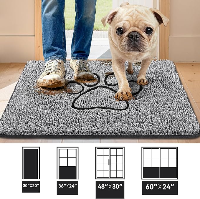 Bcoimo Super Absorbent Dog Door Mat, 36"*24" Anti Slip Mat for Muddy Paws, Pet Rugs for Dirty Paws Washable that Absorbs Moisture and Dirt, for Dog Cage and Pet Resting Carpet