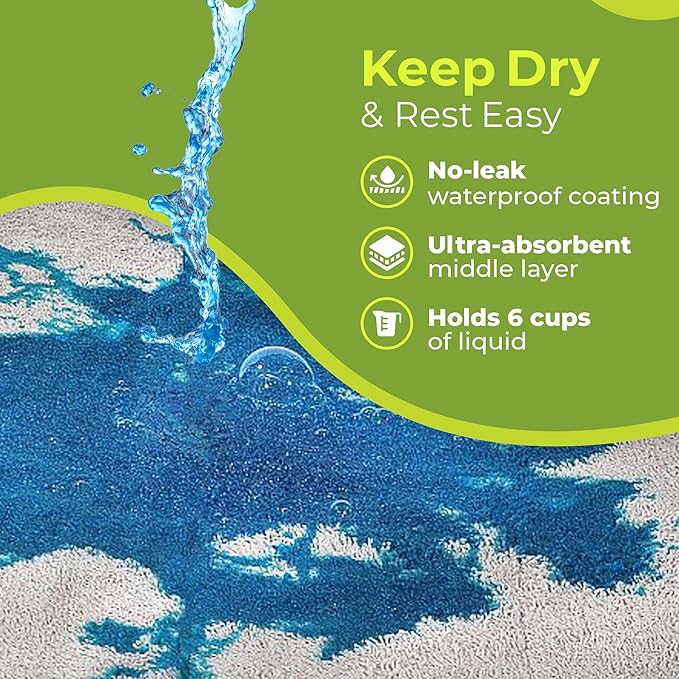 PeapodMats Bedwetting & Incontinence Waterproof Bed Mat - Reusable Underpad. Secure Placement & Breathable. Washable. Enviro Friendly 3x3 (Light Gray) Mattress Protector & Pee Pad for Kids & Adults