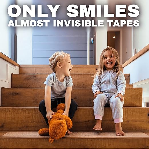 Clear Non Slip Stair Treads for Wooden Steps Indoor 30"x6" – 15-Pack Peel Stick Stair Treads – Self Adhesive Transparent Step Covers – Stair Grip Tape for Dogs, Kids – by STEPCORE