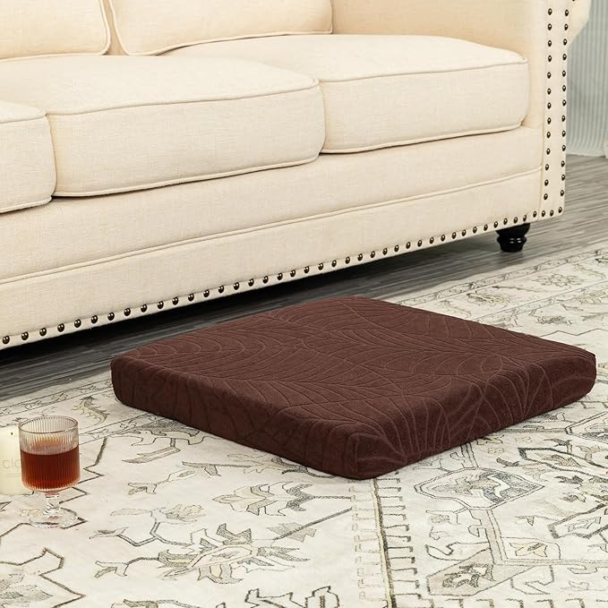 Recliner Cushions for Long Sitting Foam Seat Cushion Soft Tufted Layer for Elderly Seniors, Recliner Chair, Floor Pillow, Office Chair, Car, No Pressure on Thighs, 20X20X3 Inch - Leaves Coffee