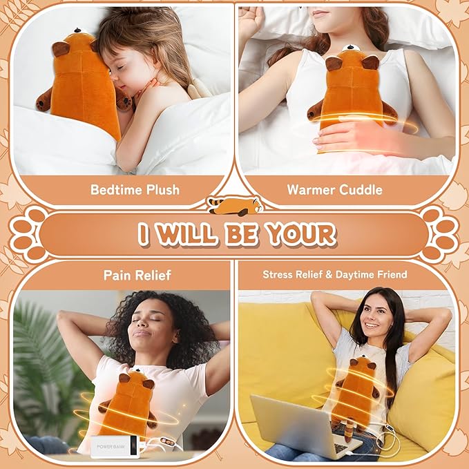 Electric Heating Pad for Period Cramps, Cuddly Cute 14'' Red Panda Plush with a Hot Soft Belly USB Powered, Menstrual Heating Pad Neck Shoulder Pain Relief, Gift for Daughter Wife Period Heating Pad