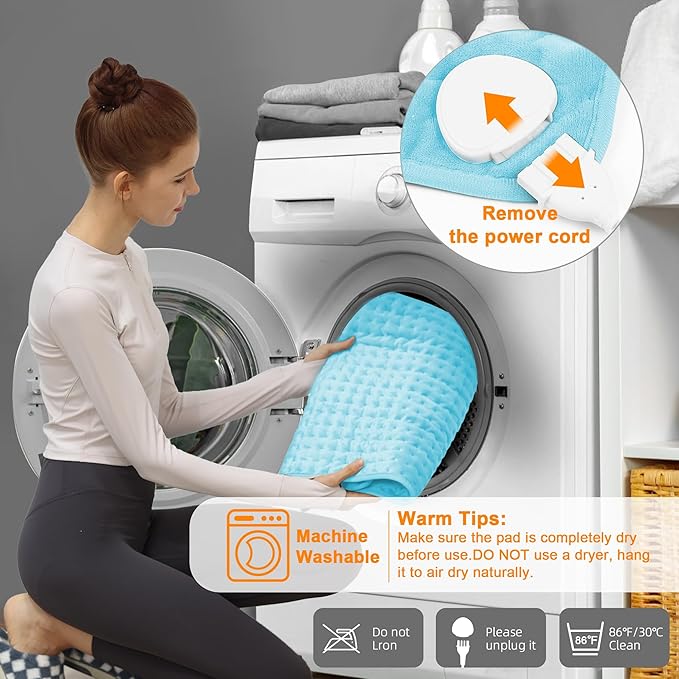 Deepsoon Heating Pad,Electric Heating Pads for Back,Neck,Moist Heating Pad for Abdomen Shoulder Knee Legs,Dry/Moist Heat&Auto Shut Off,Mother's Day Birthday for Men and Women,Light Blue,24x12 Inch