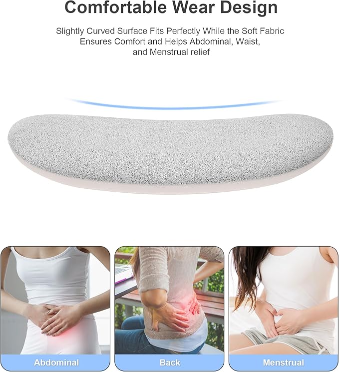 Portable Cordless Heating Pad for Period Cramps, Voice Reminder Menstrual Heating Pad with 6 Heat Levels and 6 Massage Modes, 3s Fast Heating, Gifts for Women Girls, White