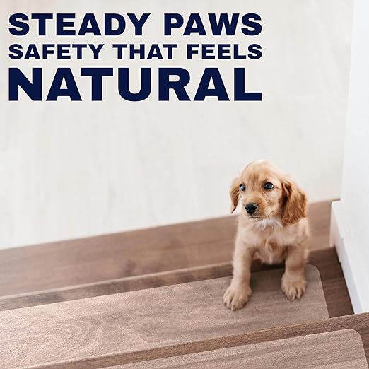 Clear Non Slip Stair Treads for Wooden Steps Indoor 30"x6" – 15-Pack Peel Stick Stair Treads – Self Adhesive Transparent Step Covers – Stair Grip Tape for Dogs, Kids – by STEPCORE