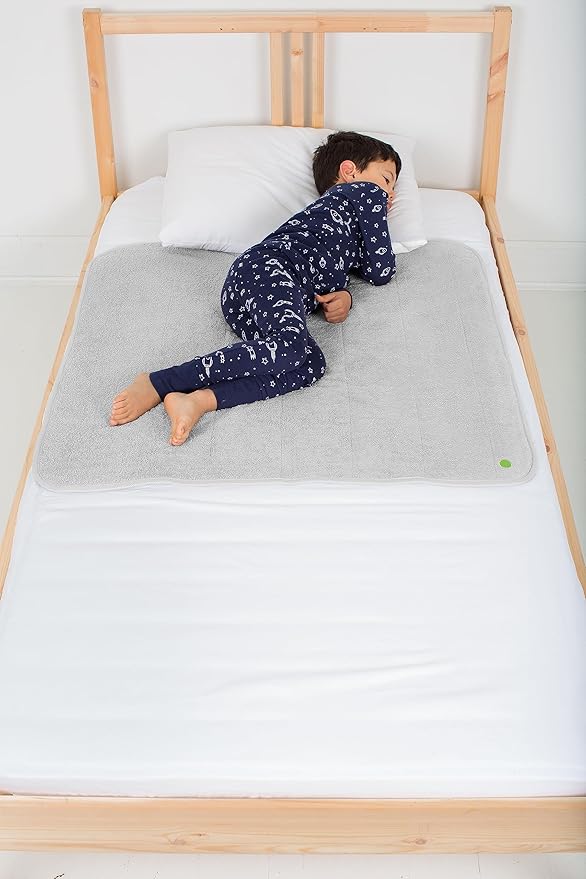 PeapodMats Bedwetting & Incontinence Waterproof Bed Mat - Reusable Underpad. Secure Placement & Breathable. Washable. Enviro Friendly 3x3 (Light Gray) Mattress Protector & Pee Pad for Kids & Adults