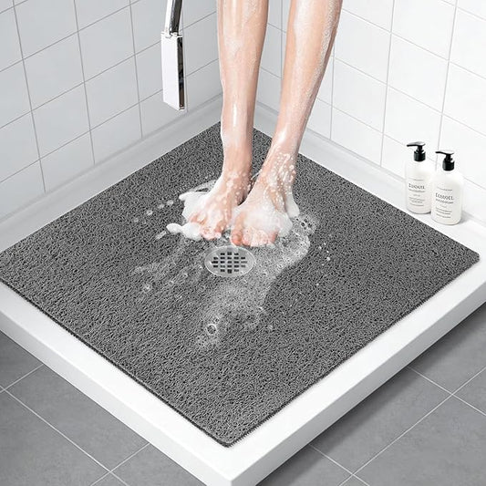 ZOESOE Square Shower Mat Non Slip: 32x32 Inch Large Shower Mats for Inside Shower with Drain Hole in Center, Super Soft PVC Loofah Massage Shower Stall Mat, Anti Slip Shower Floor Mat, Quick Drying