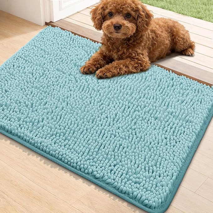 Bcoimo Super Absorbent Dog Door Mat, 30"*20" Anti Slip Mat for Muddy Paws, Pet Rugs for Dirty Paws Washable that Absorbs Moisture and Dirt, for Dog Cage and Pet Resting Carpet