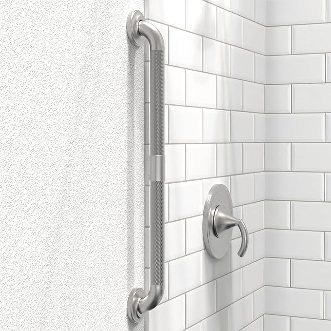 1-1/4" Knurled Grab Bar, ADA Compliant Bath Safety Shower Handrail, Bathroom Mobility Aid Handle for Seniors and Disabled, Heavy Duty 500lbs Support