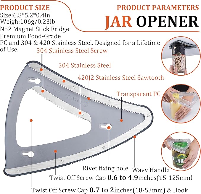 Uinxan Jar Opener for Weak Hand & Seniors with Arthritis,Handheld & Under Kitchen Cabinet-Twist Off Bottle Caps,One-Handed Magnetic Lid Open,Unique Gadget–Gift for Elderly,Women&Men (Blue)