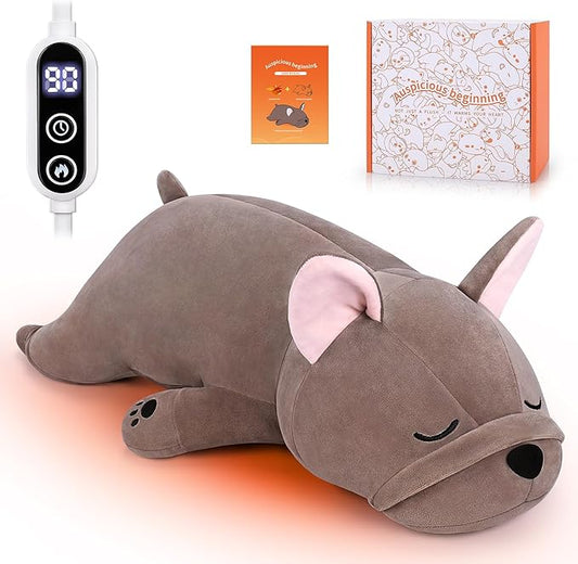 Electric Heating Pad for Period Cramps, Cuddly 14''French Bulldog Plush with a Hot Soft Belly USB Powered, Menstrual Heating Pad Neck Shoulder Pain Relief, Gift for Daughter Wife Period Heating Pad