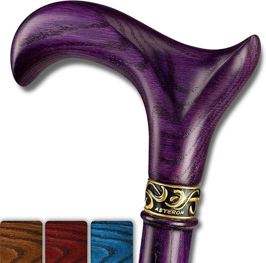 Asterom Handcrafted Walking Cane - Ergonomic, Wooden - Canes for Men - Walking Sticks for Seniors, Unique, Wood