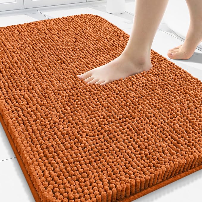 Arotive Bathroom Rugs 30x20, Extra Soft Absorbent Shaggy Chenille Bath Rugs, Machine Washable Rubber Backing Non-Slip Bath Mats for Bathroom Floor Tub and Shower, Home Decor Accessories, Terracotta