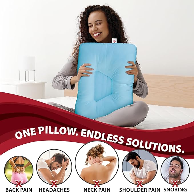 Core Products Tri-Core Cervical Support Pillow – Firm Orthopedic Neck Pillow for Pain Relief, Back and Side Sleepers – Ergonomic Contour Pillow – Assembled in USA, Petite Size