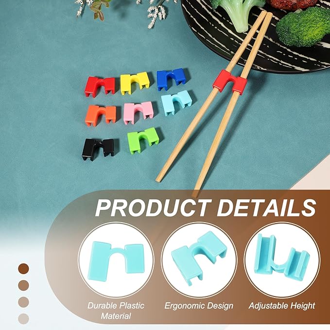 uxcell 10 Pcs Chopsticks Helper, Reusable Training Chopstick Hinges Connector Practice Chop Sticks Helpers for Adult Beginners Learners, Sky Blue
