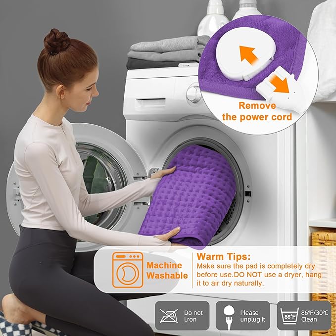 Deepsoon Heating Pad,Electric Heating Pads for Back,Neck,Moist Heating Pad for Abdomen Shoulder Knee Legs,Dry/Moist Heat&Auto Shut Off,Mother's Day Birthday for Men and Women,Dark Purple,24x12 Inch