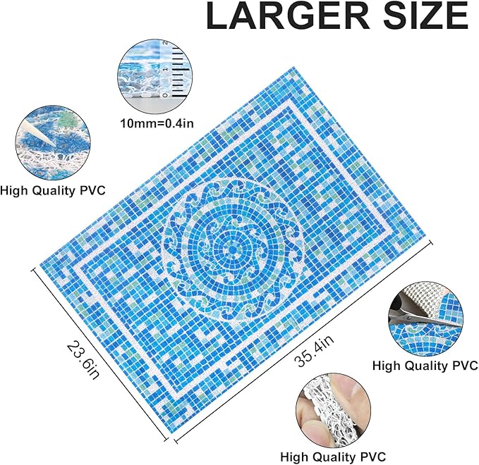 Extra Large Shower Mat: 24 X 36 Inch Stylish Shower Mats for Inside Shower - Soft PVC Loofah Trimmable Non Slip Shower Mat for Elderly, Quick Drying
