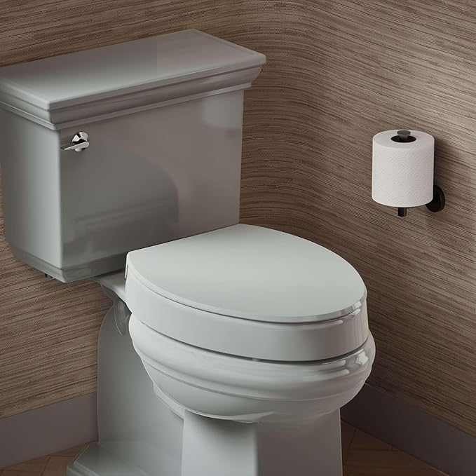 KOHLER 25875-0 Hyten 3" Height, Elevated Soft Close Elongated Toilet Seat, Contoured Seat with Grip-Tight Bumpers, Quick-Attach Hardware, No Slam Toilet Seat, White (Pack of 2)