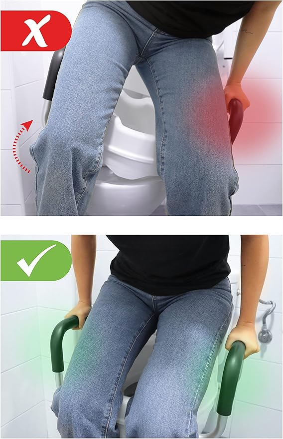 PEPE Mobility Raised Toilet Seat with Handles and Lid for Elderly 4" High, Fits Round and Elongated up to 15" Wide, Commode Seat with Sturdy Brackets, Medical Aid