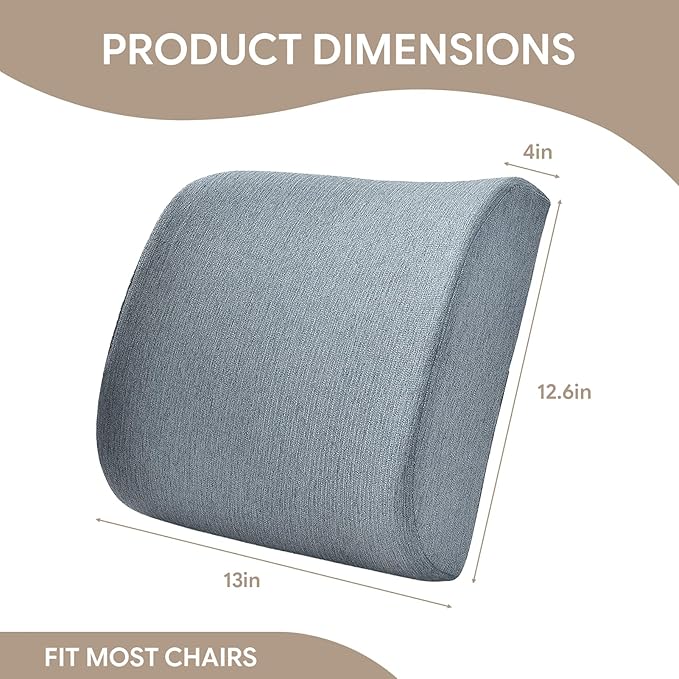 Back Support Pillow for Recliner Support Pillow with Gel Memory Foam Ergonomic Orthopedic Couch Lumbar Cushions for Elderly Lower Back Pain Relief Washable Cover, Dockside Blue