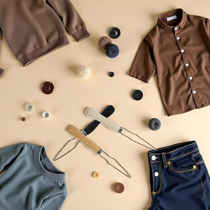 1Pc Brown Shirts Button Hook Helper Clothes Shirts Pull Hand Puller Button Helper Assist Aid Zipper Arth Buttoning Hook N9M6 Easy for Limited Dexterity Caused by Arthritis, Dressing Aids