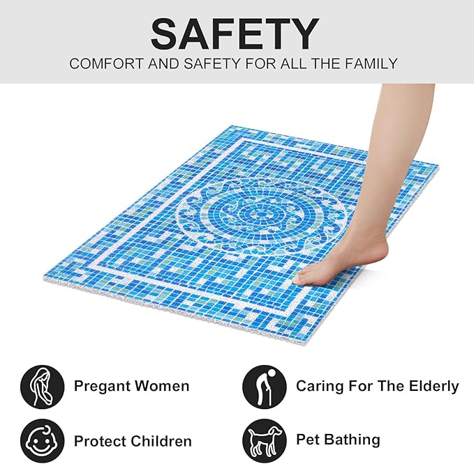 Extra Large Shower Mat: 24 X 36 Inch Stylish Shower Mats for Inside Shower - Soft PVC Loofah Trimmable Non Slip Shower Mat for Elderly, Quick Drying