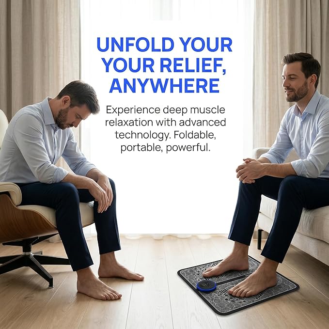 Foot Massager with Remote Control, Foot Stimulating Massage Mat Improves and Promotes Muscle Stimulator for Neuropathy & Recovery, 8 Modes 19 Levels, Foot Mat System for Pain Relief